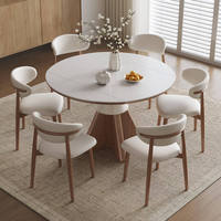 Mesa de Comedor Redonda Extensible de Madera Maciza con 4 Sillas, Estilo Ecológico, Perfecta para Cocinas y Comedores, Personalizable