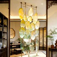 Lampe de sol décorative de luxe pour hall d'hôtel, avec écran en verre dégradé en forme de feuille, LED E27 moderne personnalisée, en acier inoxydable