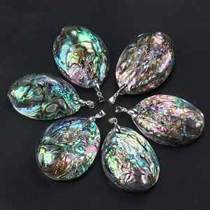 Pendentif en forme de goutte d'eau en coquille d'ormeau naturelle, double face, avec breloque en coquille de Paua, attache argentée pour la fabrication de colliers et bijoux - Product Image 6