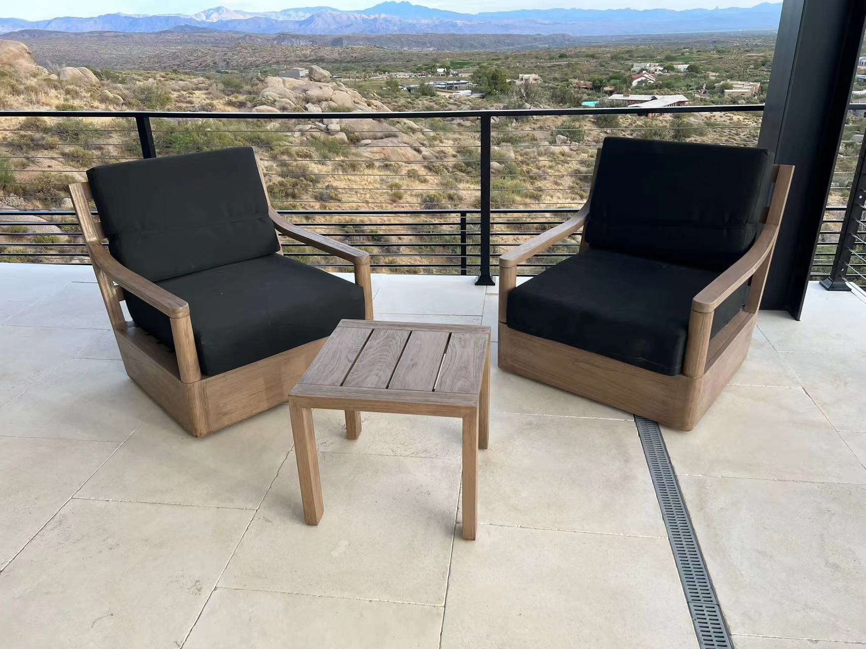 All weather waterproof teak wood outdoor hotel furniture garden terrace hotel partition outdoor sofa set
