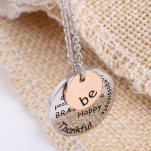 Collier personnalisé en acier inoxydable à double couche, rond et géométrique, avec pendentif alphabet anglais, pour un usage quotidien, idéal comme cadeau - Product Image 2