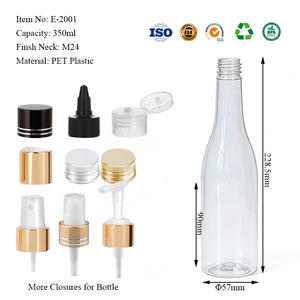 Botella de Plástico Transparente de Grado Alimenticio de 350 ml (12 oz) con Tapa de Aluminio para Vino, Salsas, Jugos, Cerveza, Refrescos y Bebidas, Venta al Por Mayor - Product Image 6