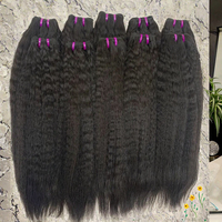Extensions de cheveux humains 9A Kinky Straight Afro, lisses et soyeux, ondulés, en cheveux vierges indiens Remy, double trame, pour tissage de cheveux