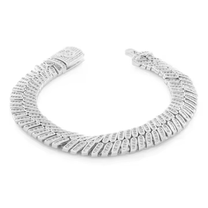 Men's Iced Herringbone Lab Grown Diamond 925 Sterling <b>Silver</b> <b>Bracelet</b> & <b>Bangle</b>-Elegant Luxurious Jewelry From India - Product Image 4