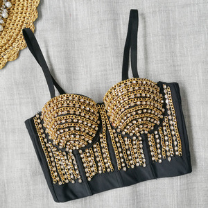 Guangzhou Auyan <strong>Sparkly</strong> Drill Shaped <strong>Top</strong> Heavy Metal Embellished Sexy Low-cut Small Halter Fish Bone - Product Image 4