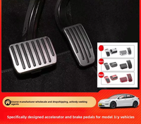 Pédales d'accélérateur et de frein en alliage d'aluminium finition chrome pour Tesla Model 3/Y Performance ; Kit de pédales de rechange OLIVER