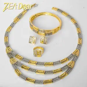 18k gold plated ring bracelet necklace and earrings set jewelry display set luxury