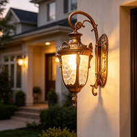 Applique murale de jardin LED E27 en aluminium noir laqué laiton antique, étanche IP65, pour cour, porche et espaces extérieurs – Qualité supérieure, design moderne et épuré
