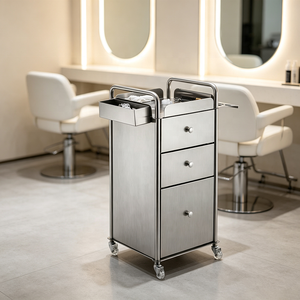 Wallybeauty Luxury Stainless Steel Hair Salon Working <b>Trolley</b> Cart <b>Trolley</b> Salon Station <b>Trolleys</b> with Wheels - Product Image 1