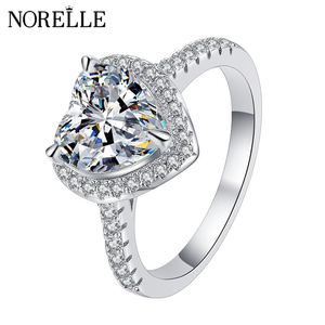 NORELLE Bagues de fiançailles de luxe en <span class=keywords><strong>argent</strong></span> sterling 925 pour femmes, avec halo de diamants en forme de cœur, moissanite, bijoux de luxe de marque - Product Image 1