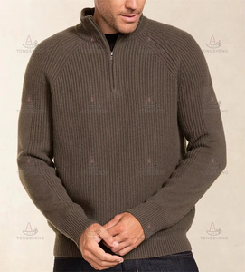 Knitwear Supplier Custom <strong>Mens</strong> <strong>Turtleneck</strong> 1/4 Quarter Zip Jumper Luxury Knitted Pullover Wool Cashmere Half Zipper Sweater <strong>Men</strong> - Product Image 3