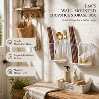 Boîte à baguettes en plastique compacte pour la cuisine domestique, support mural pour vaisselle, conteneur de qualité alimentaire avec drainage