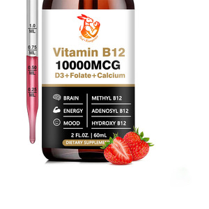 Private Label <b>Vitamin</b> B12 <b>Liquid</b> Drops with <b>Vitamin</b> D3 Support Cell Function Promote Nervous System Health Drops - Product Image 1