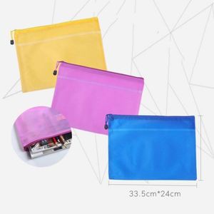 Tear-Resistant Waterproof Transparent Durable PVC Mesh Zipper Pouch Document <b>Bag</b> Zipper File <b>Bag</b> for Office Supplies - Product Image 1