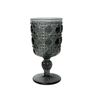 Verre à <span class=keywords><strong>vin</strong></span> rouge vintage <span class=keywords><strong>gris</strong></span> gaufré motif diamant tournesol et couronne pour gobelet en verre teinté et verre à jus 201-300ml - Product Image 5