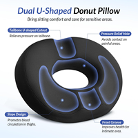Coussin en mousse à mémoire de forme double en forme de U oreiller post-chirurgie hémorroïde pour s'asseoir coussin de siège de beignet pour douleur au coccyx coccyx