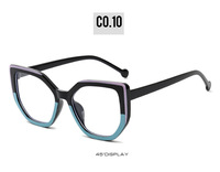 Lunettes QUEJOEY anti-lumière bleue œil-de-chat à imprimé léopard color-block, polyvalentes, nouvelles lunettes de soleil élégantes pour femmes