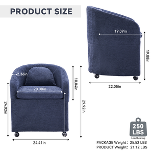 Fauteuil d'appoint moderne en tissu avec roulettes, design imperméable, pour la maison, le bureau, le salon, la chambre et l'hôtel - Product Image 6