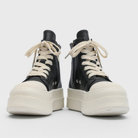 Bottes décontractées noires pour hommes, montantes, à semelle épaisse, respirantes, antidérapantes, confortables, à lacets, style skate, pour toutes les saisons