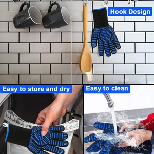 Extreme Heat Resistant <b>Silicone</b> Non-Slip <b>Oven</b> Mitts Kitchen Safety <b>Gloves</b> for Grilling Cooking Baking - Product Image 5