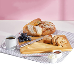 Planche à pain en bambou avec support de découpe, planche à découper en bois massif pour le stockage du pain à la maison - Product Image 2
