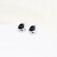 Boucles d'oreilles clous en acier inoxydable noir de haute qualité pour femmes, bijoux fantaisie hypoallergéniques, personnalisables, vente en gros