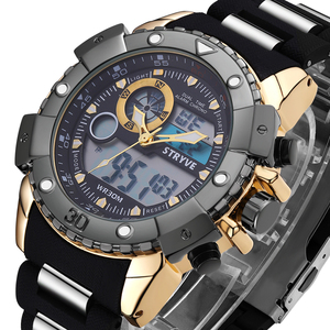 Multifunctionele Sport Horloge Mannen Grote Wijzerplaat Stryve Merk Luxe Dubbele Tijd Waterdichte Dive Quartz Analoge Digitale Led Horloge - Product Image 1