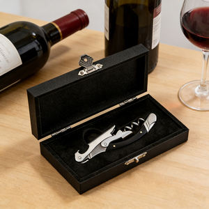 Ouvre-bouteille <span class=keywords><strong>Laguiole</strong></span> en acier inoxydable noir avec logo personnalisé, <span class=keywords><strong>tire</strong></span>-bouchon 3-en-1 pour les amateurs de vin - Product Image 6