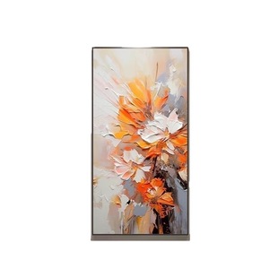 Modern Abstract Oil Painting Orange <b>Flowers</b> Metal Frame Entryway Decor Artwork Hand Painted <b>Wall</b> Hanging For Living Room - Product Image 4