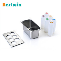 Tempat Bumbu 6 Lubang Plastik FIFO Kit Botol Saus Tekan untuk Restoran Cepat Saji