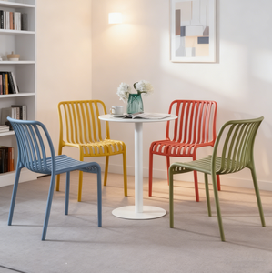 <span class=keywords><strong>Chaise</strong></span> en plastique d'extérieur avec design à lattes ventilées, durable et résistante aux intempéries pour patio, café et restaurant - Product Image 2