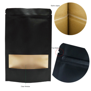 Đen 250g 1kg Túi giấy Kraft có thể khóa lại lưu trữ thực phẩm nhiệt bao bì doypack với cửa sổ chống ẩm - Product Image 1