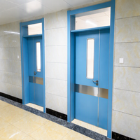 Portes d'hôpital à battants manuels, personnalisables en couleur et en taille, pour cliniques médicales et salles de patients, avec fenêtre en traversée et lanterneau.