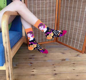 Chaussettes tubulaires longues unisexe, de <span class=keywords><strong>marque</strong></span> française, en vrac, Chaussettes pour fille rouge, avec personnage de dessin animé, mignonne - Product Image 4