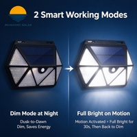 Lampe murale solaire LED 7 faces lumineuses avec 135 LED, détecteur de mouvement PIR, contrôle de la lumière, étanche IP65, certifiée CE FCC RoHS, pour clôture