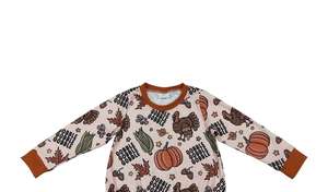 Alta calidad Acción de Gracias pavo calabaza naranja manga larga Niño mameluco para ropa de bebé mameluco recién llegado gran oferta de alta calidad - Product Image 2