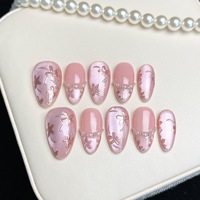 Vente en gros pour la Saint-Valentin : Faux ongles carrés rouges faits main, couvrants, motif artistique, 10 pièces pour doigts