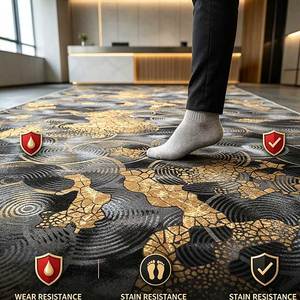 <span class=keywords><strong>Tapis</strong></span> d'entrée commercial pour hôtel, motif nuage doré multicolore gris, moderne, en latex et nylon, antidérapant, à poils ras, imprimé sur mesure - Product Image 2