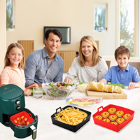 Nouveau tapis de cuisson carré en silicone et plateau pour four à friteuse à air Barbecue-Durable résistant à l'huile facile à nettoyer grande taille
