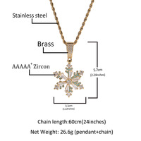 Collier tendance en laiton avec pendentif double croix étoilée, entièrement pavé de zircons 5A, style Hip Hop Rapper, pour homme et femme