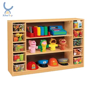 XIHA Wooden Kids Toy Storage Furniture Montessori Kindergarten Furniture Cabinet Classroom Home Block Storage Cabinet Furniture