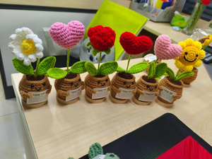 2025ใหม่ทำด้วยมือโครเชต์ลายดอกทานตะวันพร้อมอารมณ์เชิงบวกตุ๊กตาโครเชต์กระถางปลูกต้นไม้ของขวัญวันคริสต์มาส - Product Image 6