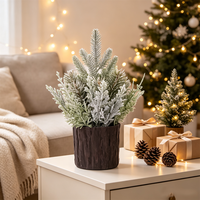 Tanaman Natal Artifisial Minimalis Grosir, Pohon Pinus Cedar Berumbai dalam Pot, Hiasan Meja Natal, Dekorasi Rumah Musim Dingin