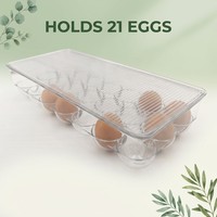 Boîte de rangement pour œufs, 21 œufs, empilable, en plastique transparent, support à œufs moderne, organisateur de réfrigérateur, compartiments individuels, option de couvercle, anti-poussière
