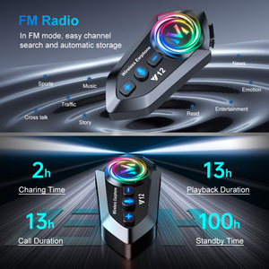 Nouveau modèle Y12 écouteurs sans fil étanches 500MAH casques de <span class=keywords><strong>moto</strong></span> Blue Tooth avec Radio Fm - Product Image 3