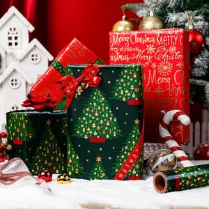 Reversible Christmas <b>Wrapping</b> <b>Paper</b> Green Tree Design 17 Inch X 33 Feet Metallic Foil Double Side Holiday Gift Wrap - Product Image 2