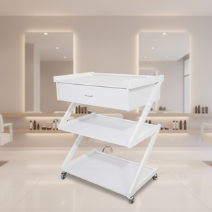 High Quality Modern Wood Salon Furniture <strong>Trolley</strong> with Drawer <strong>White</strong> Color Universal Wheels for Home Office TS-4113A - Product Image 3