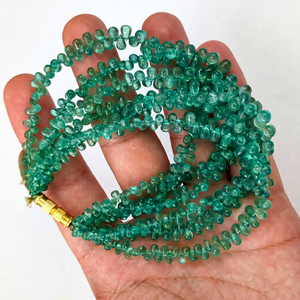 Esmeraldas Zambianas de Grado AAAAA, Color Verde Esmeralda, Forma de Lágrima Lisa, Naturales, de 2x3.5 a 5x6 mm, 7 Pulgadas, para Fabricación de Joyería, Suministro al por Mayor, 6 Capas - Product Image 1