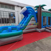Combo toboggan gonflable aquatique en forme d'arbre avec château gonflable et rebondissement estival - Utilisation commerciale en extérieur, certifié CE, matériau PVC