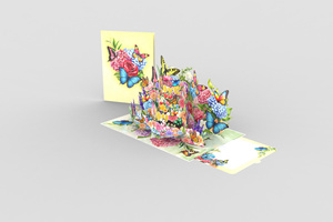 Carte de vœux écologique faite à la main avec papillon et fleur en 3D, avec enveloppe, cadeau pour anniversaire, fête des mères, anniversaire de mariage - Product Image 2